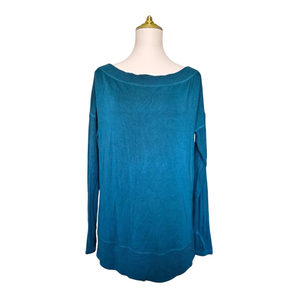 Athleta Teal Modal Blend Long Sleeve Top Boat Neck Thumbholes Women's Medium